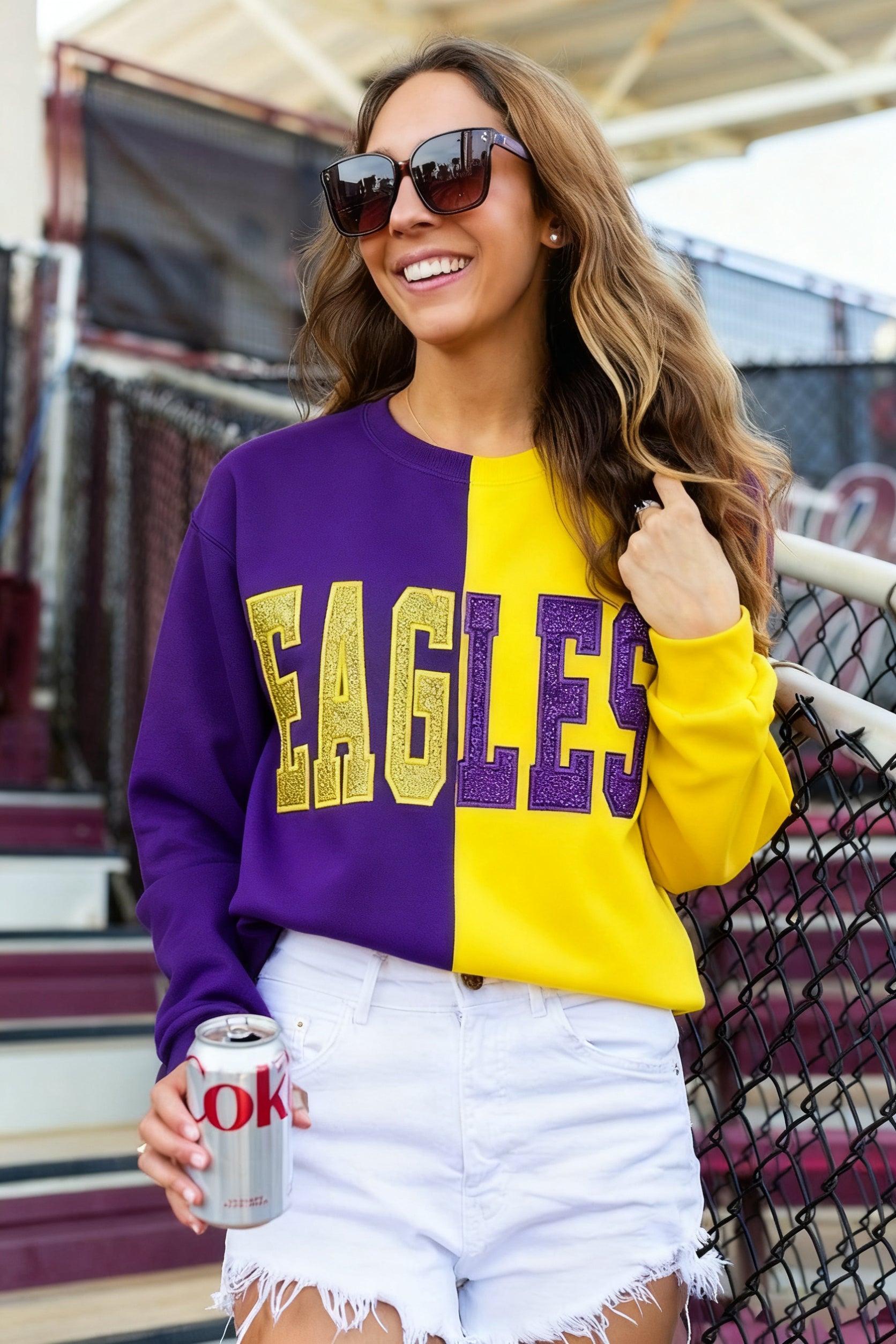 Custom Glitter Embroidered Two Tone Sweatshirt