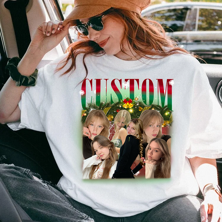 Custom Photo Christmas Vintage T-shirt Sweatshirt Hoodie