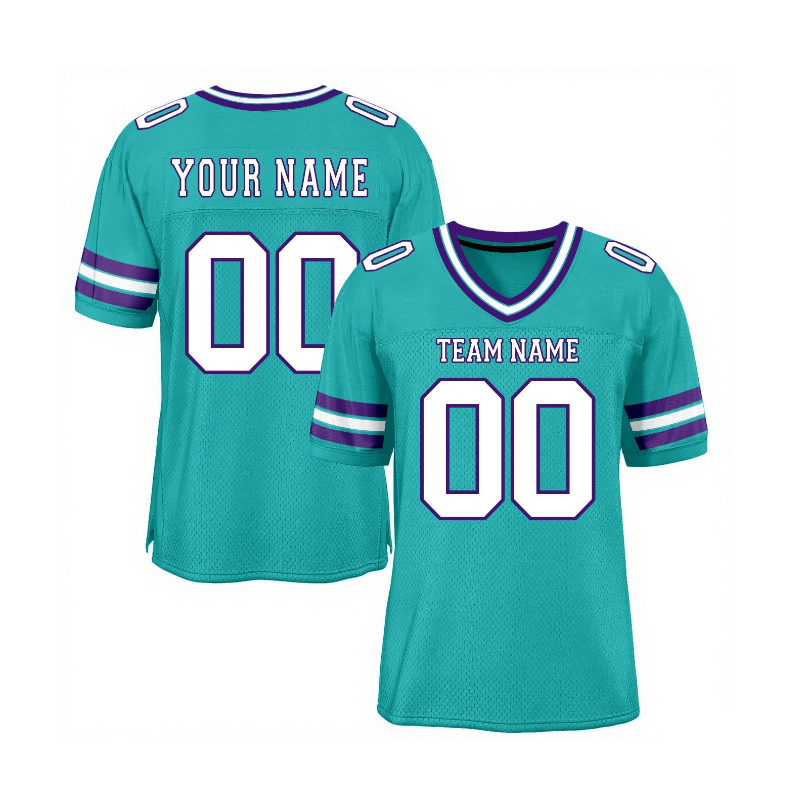 Custom Aqua White-Purple Mesh Classic Style Authentic Sports Football Jersey