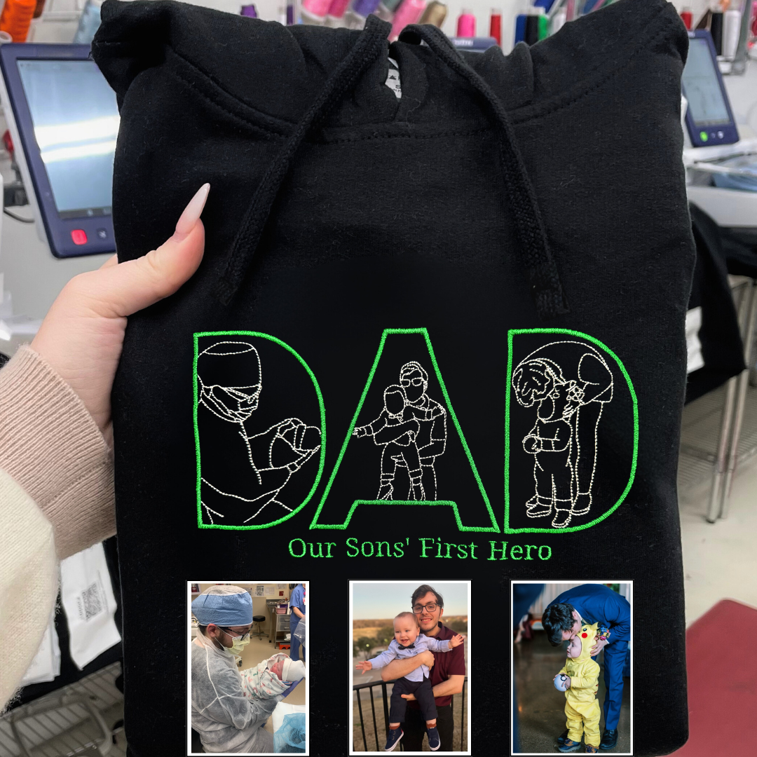 Custom Photo Outline Dad Nickname Embroidered Sweatshirt | Father's Day Gift