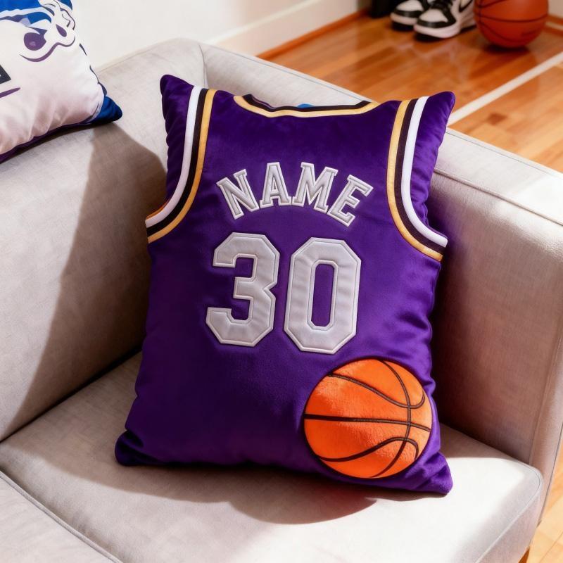 Personalized Graphic 3DPrint Basketball Jersey Pillow with Custom Name and Number for Fans