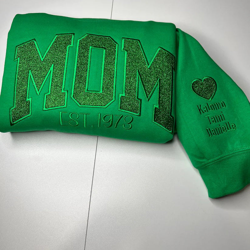 Custom Embroidered Applique Glitter Mama Sweatshirt - Gift for Mom | Mother's Day Gift