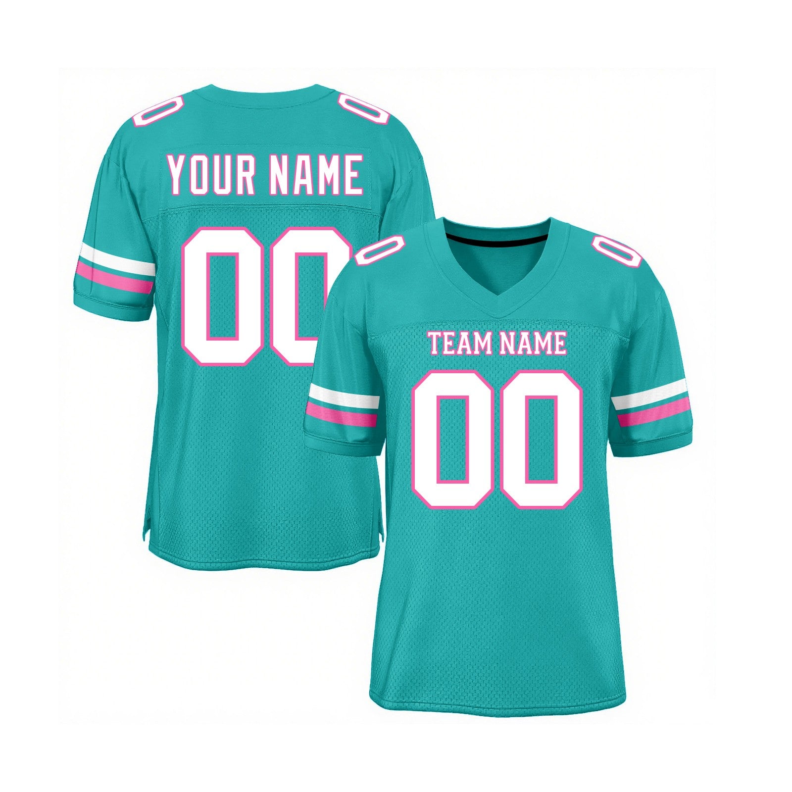 Custom Aqua White-Pink Mesh Classic Style Authentic Sports Football Jersey
