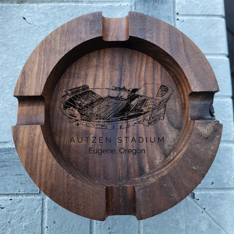 Autzen Stadium Walnut Cigar Ash Tray | Christmas Gift for dad and grandpa
