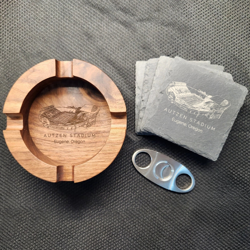 Autzen Stadium Walnut Cigar Ash Tray | Christmas Gift for dad and grandpa