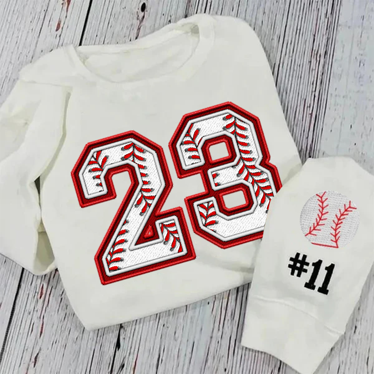 Personalized Baseball-Themed Embroidered Sweatshirt with Custom Number/Letter | Gifts for Sports Mom