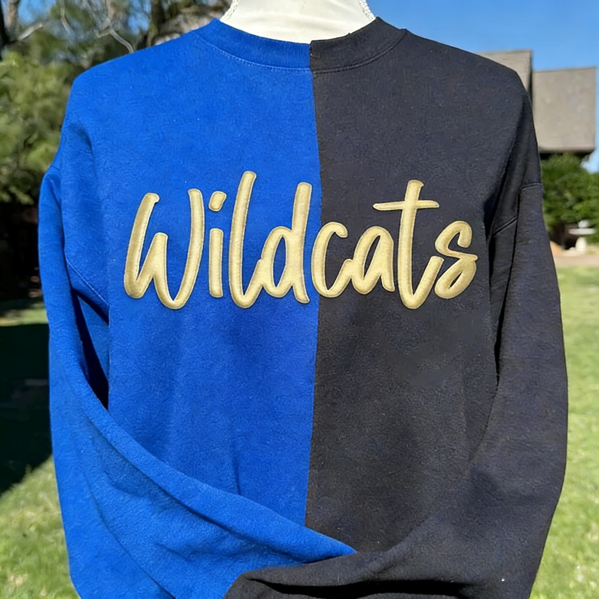 Personalized 3D Puff Print Team Name Sweatshirt Puff Two-Tone Split Sweatshirt