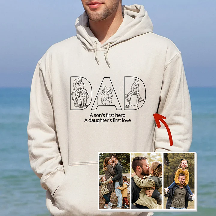 Custom Photo Portrait Outline Embroidered Sweatshirt - Gift For Dad | Father's Day Gift