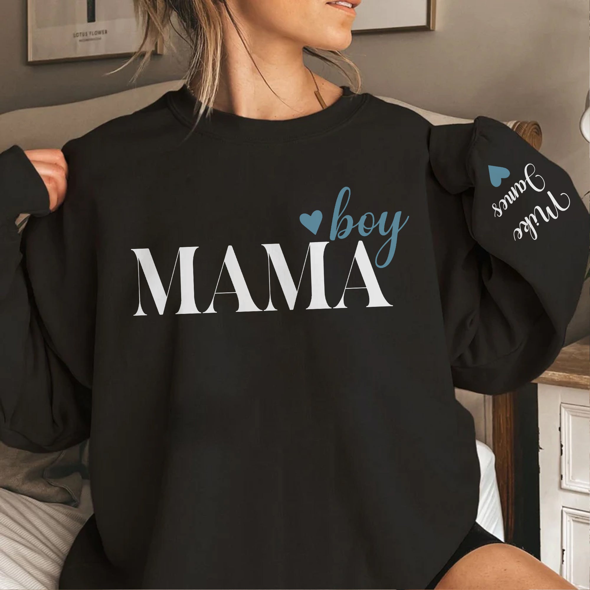 Personalised Boys MAMA T-shirt&Sweatshirt, Custom Hoodies for Boys Mom