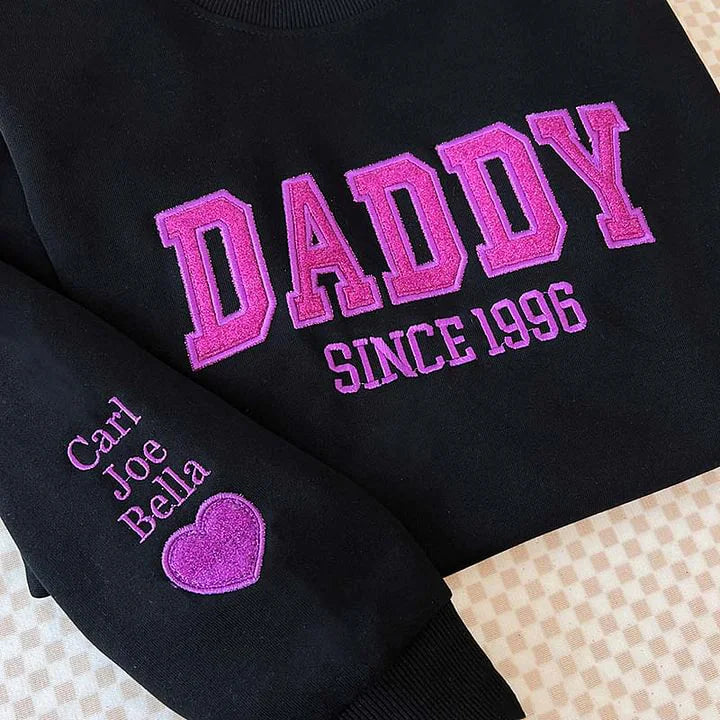 Custom Embroidered Glitter Dad Sweatshirt Gift For Dad & Grandpa | Father's Day Gift