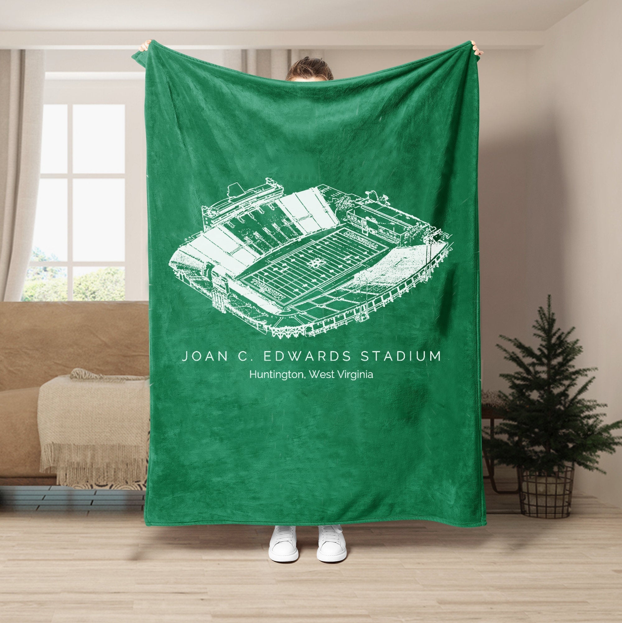 Custom Stadium Blanket Joan C. Edwards Stadium - Marshall Thundering Herd football,College Football Blanket