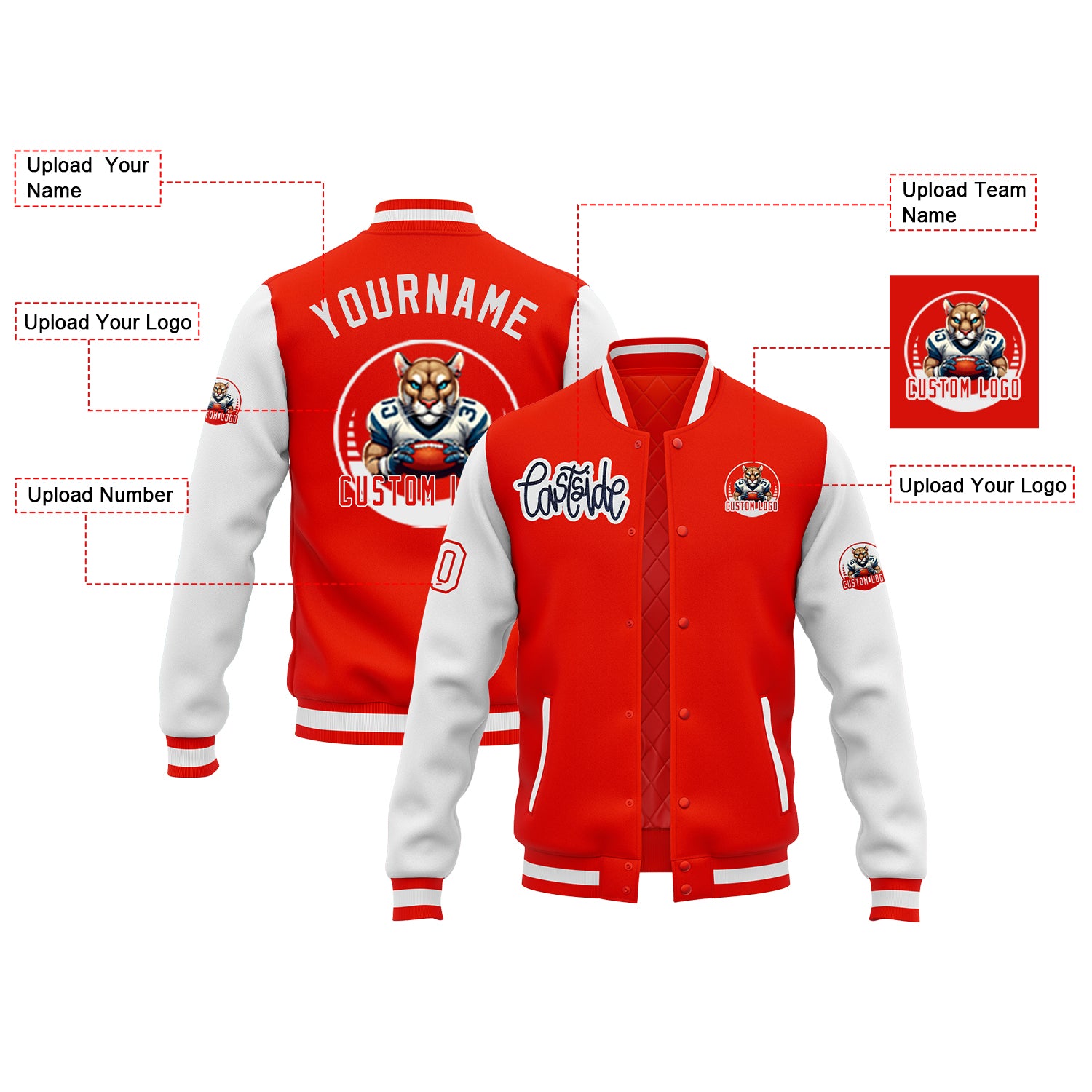 Custom Two Tone Glitter Embroidered Varsity Letterman Football Team Jacket For Game Day