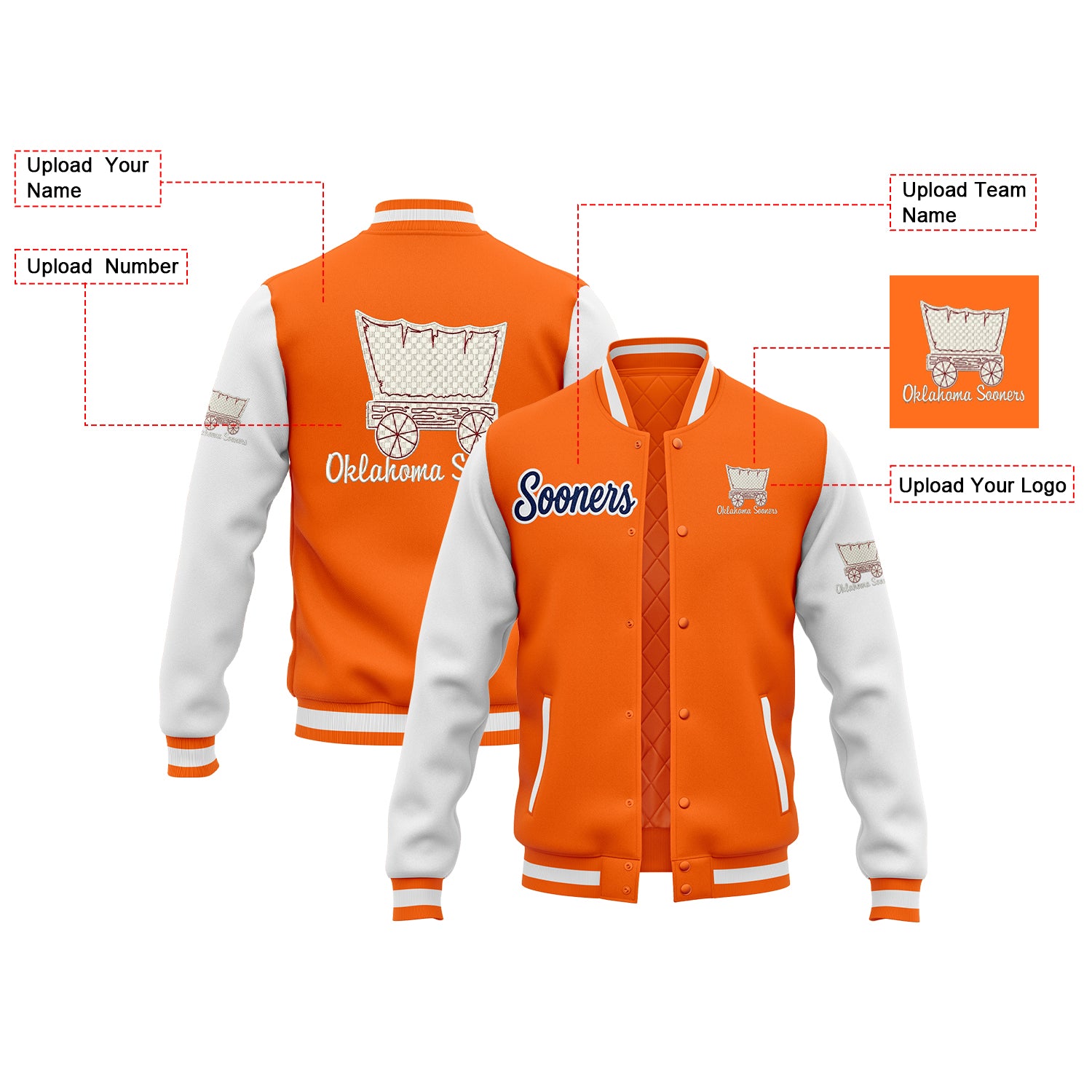 Custom Ohlahoma Two Tone Glitter Team Mascot Varsity Letterman Team Jacket For Game Day