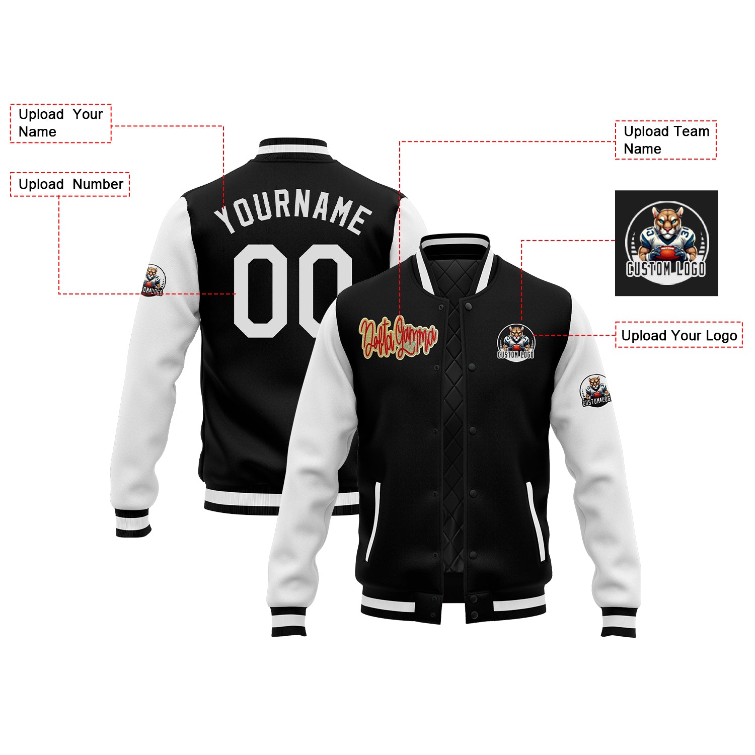Custom Two Tone Glitter Embroidered Varsity Letterman Football Game Day Team Jacket