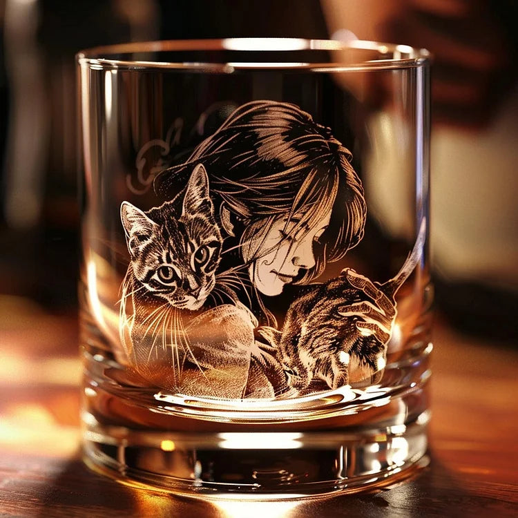 Personalized Pet Portrait on Whiskey Glass