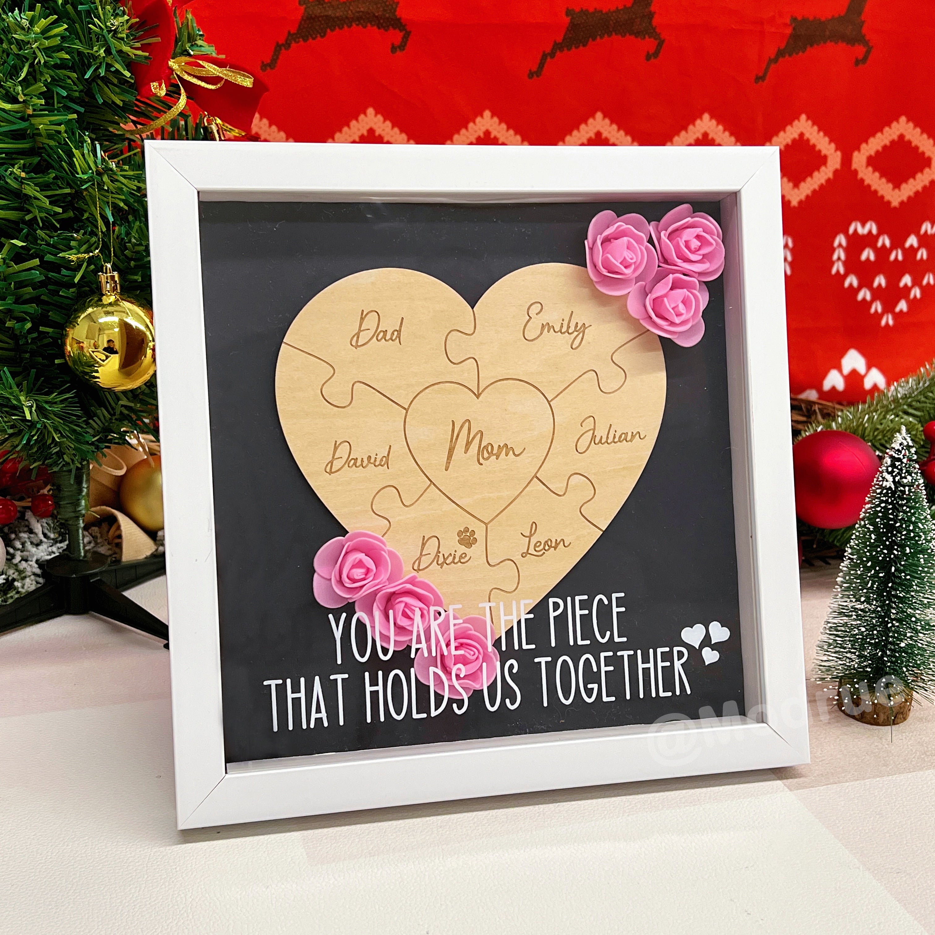 Personalized Mom Flower Puzzle Piece Box