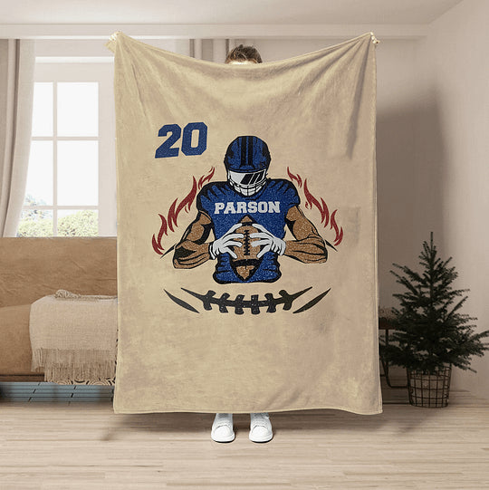 Custom Football Player Blanket - Shine On Game Day