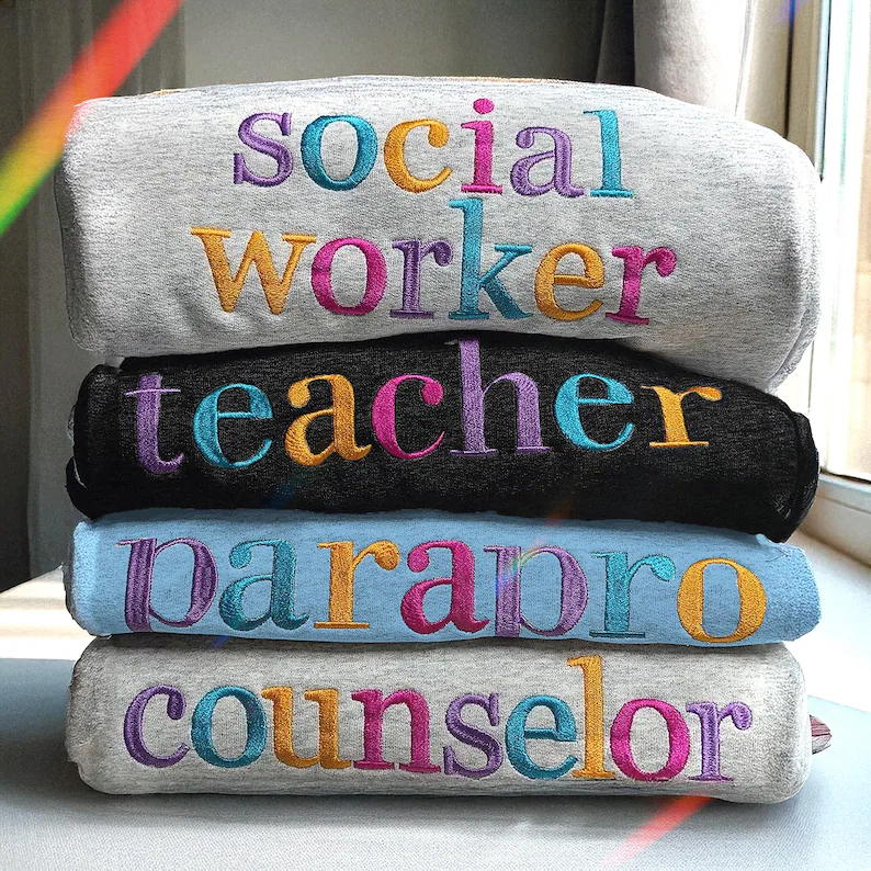 Custom Embroidered Occupation Crewneck, Multicolor Embroidered Profession Sweatshirt, Job Title Graduation Gift