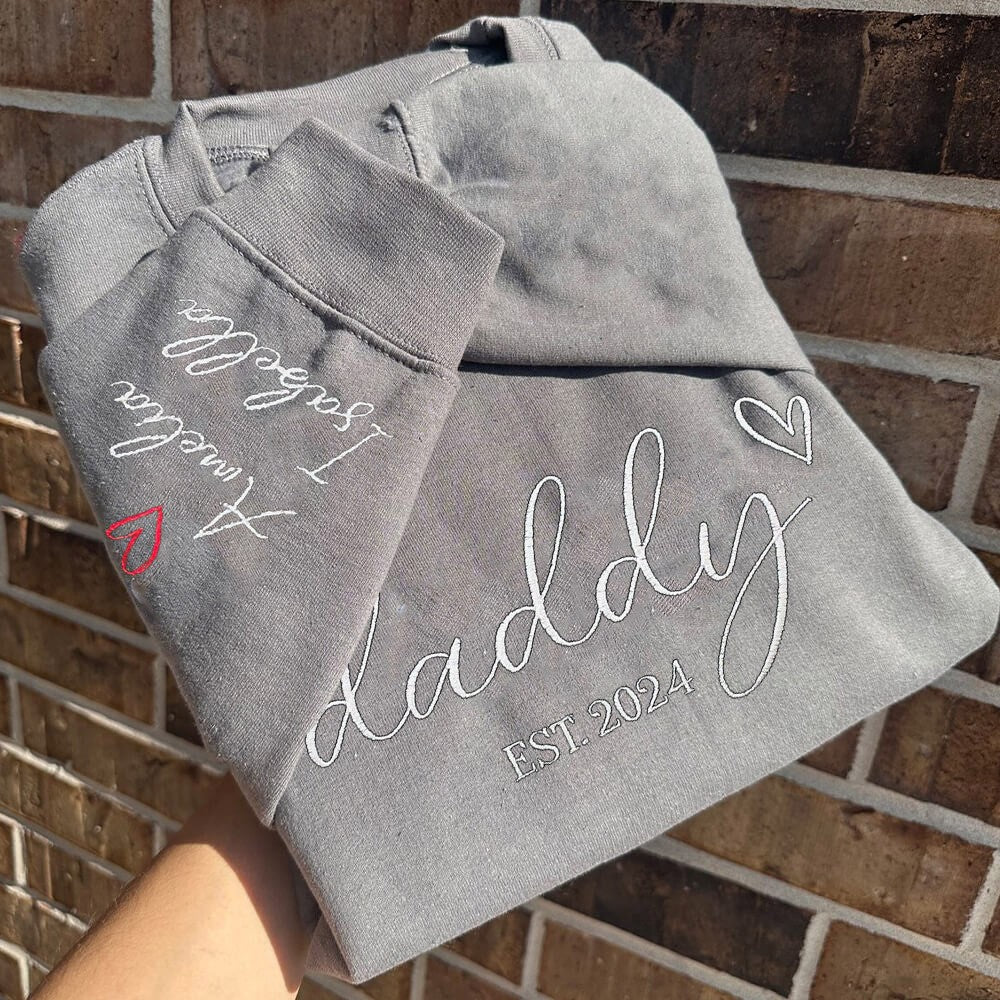 Custom Daddy Embroidered Sweatshirt Hoodie For Family Gifts Father's Day Gifts