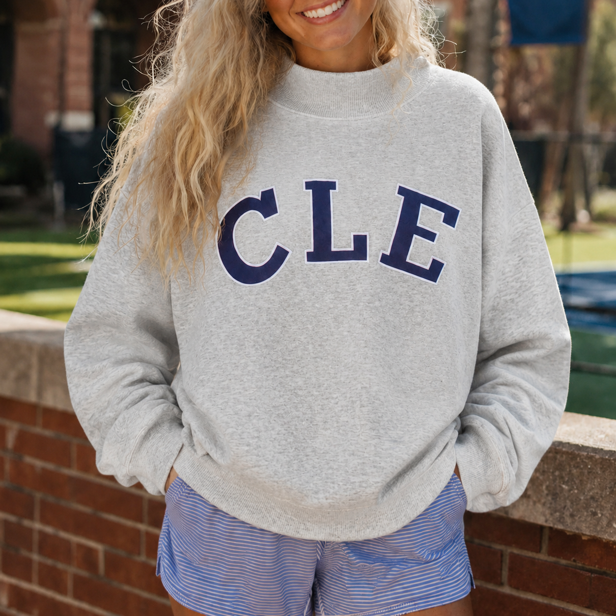 Custom Oversized Polka Dot Mockneck Pullover | Relaxed-Fit Half-Turtleneck with Appliqué Embroidered Vintage Dots