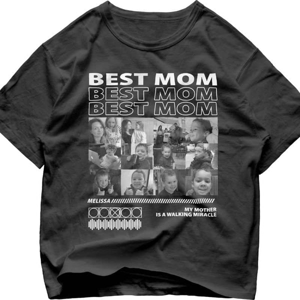 Custom Vintage BEST MOM Tee with Photo, Personalized Mama T-shirt Gift for Mother's Day