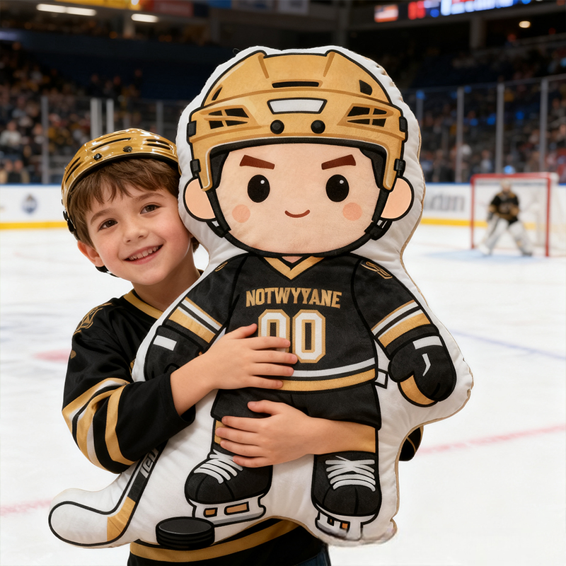 Personalized Ice Hockey Player Pillow with Custom Name and Number Perfect for Fans of All Ages