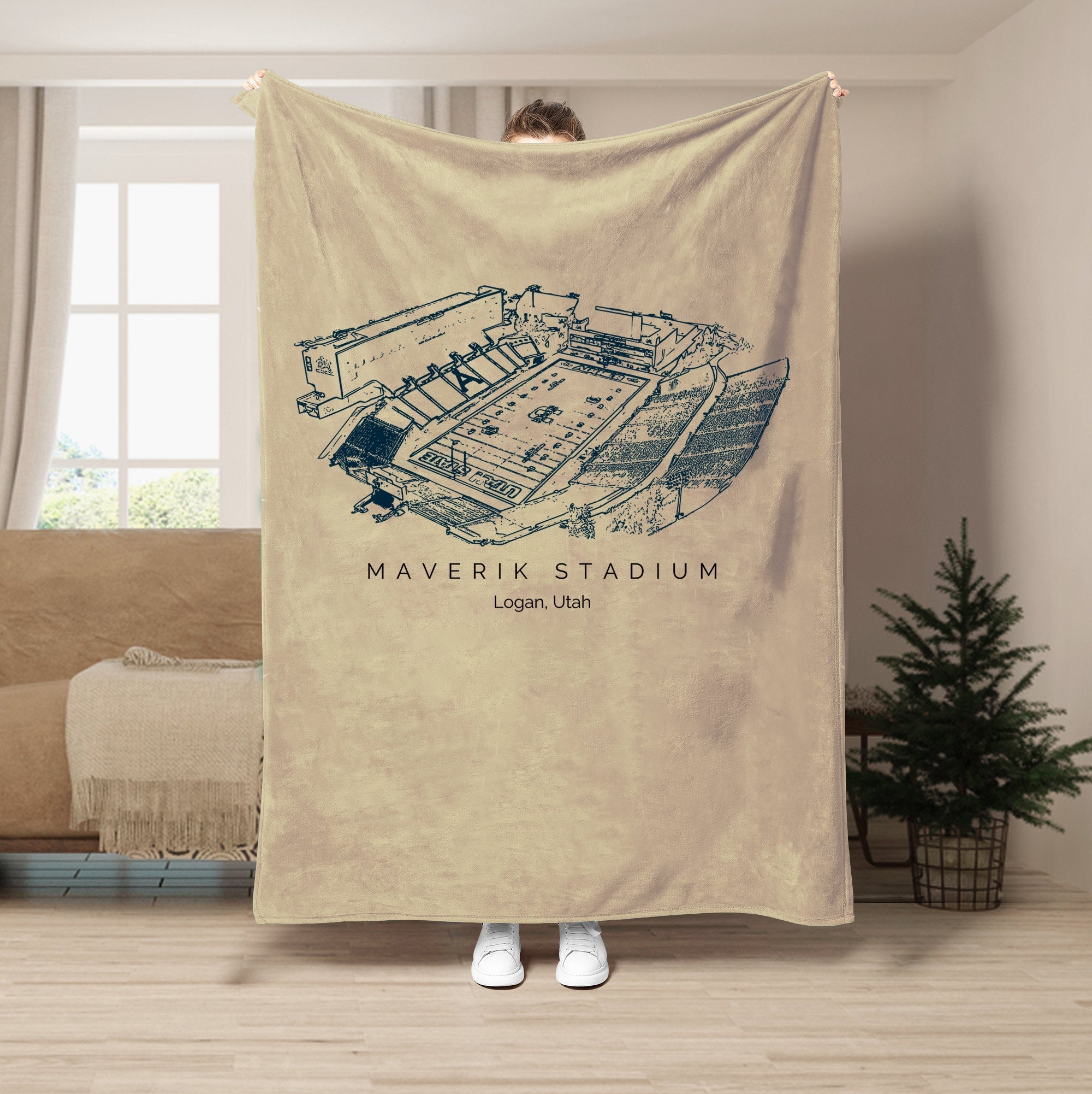 Custom Stadium Blanket Maverik Stadium - Utah State Aggies football,College Football Blanket
