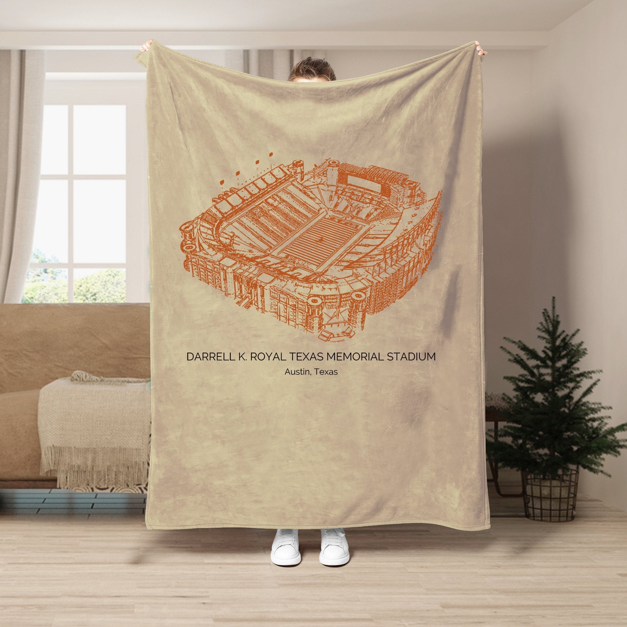 Custom Stadium Blanket Darrell K Royal–Texas Memorial Stadium - Texas Longhorns football,College Football Blanket