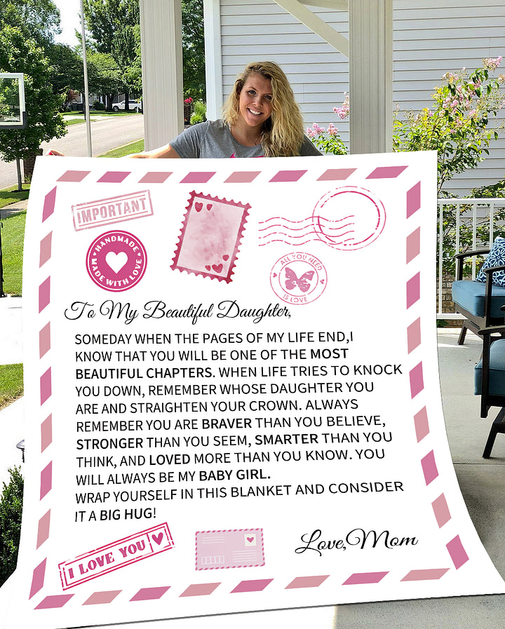 To My Beautiful Daughter Love Cozy Postcard Blanket | My Most Beautiful Chapter