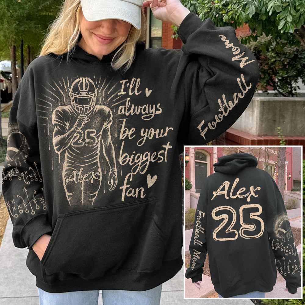 Personalized Bleach Style Football Shirt - I'll Always Be Your Biggest Fan Shirt Gift For Football Mom Tu24 | Gifts for Sports Mom