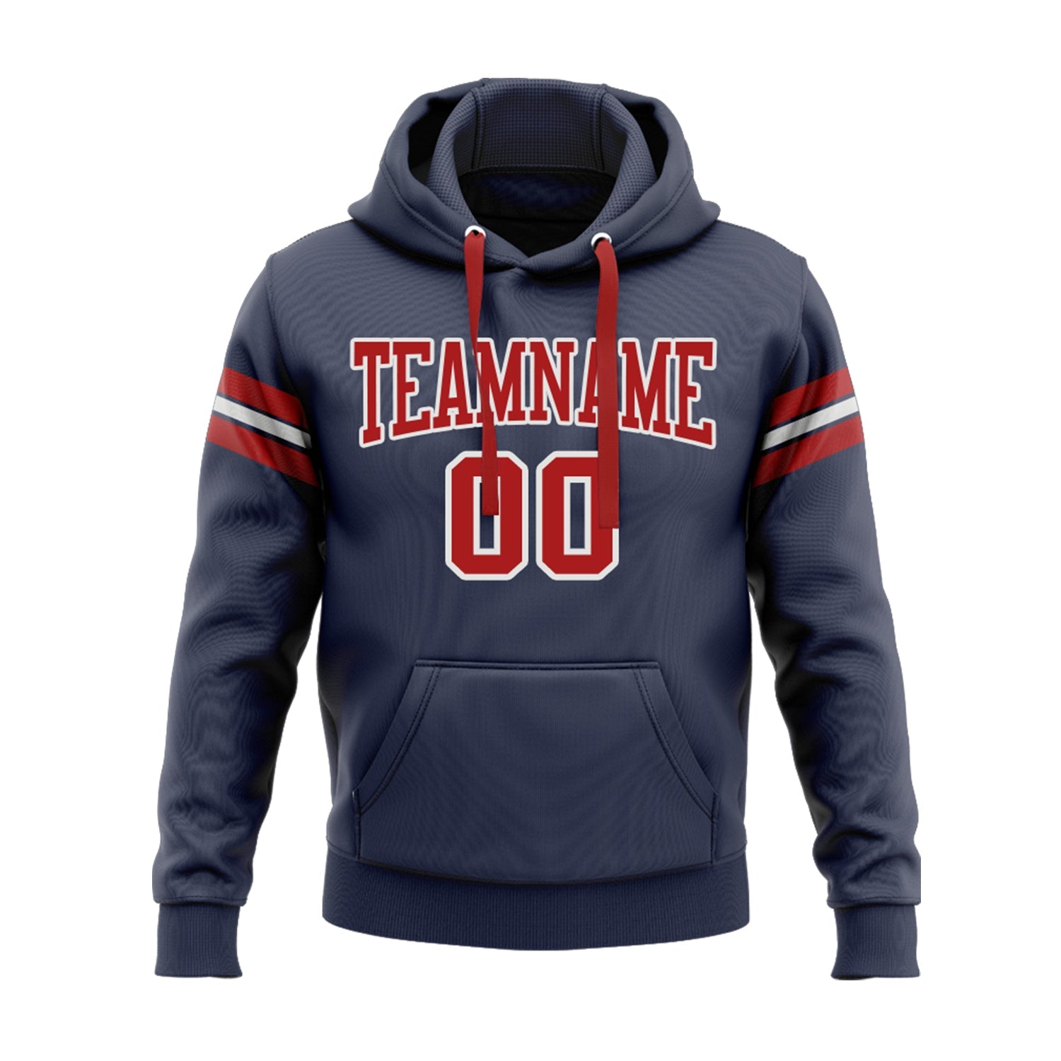 Custom Navy Red-White Personalized Sports Team Embroidered Pullover Hoodie