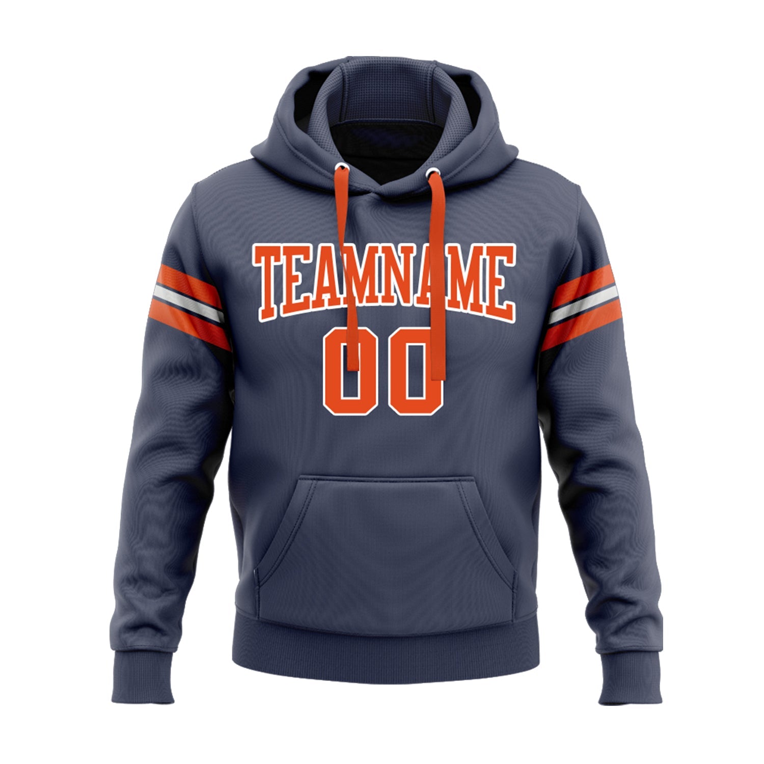 Custom Navy Orange-White Personalized Sports Team Embroidered Pullover Hoodie