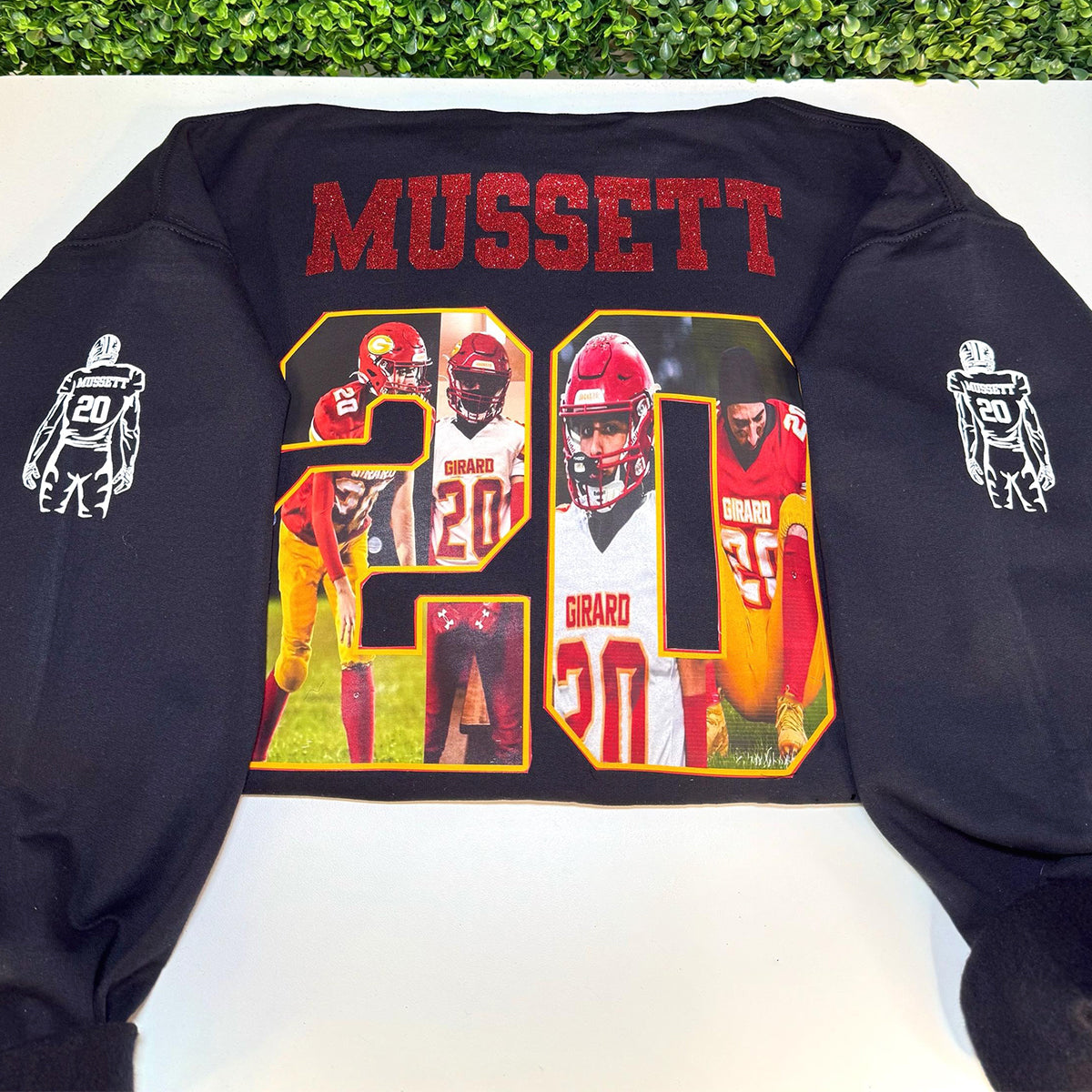 Custom Football Glitter Mom T-shirt/Hoodie Football Girlfriend Football Sister Sweatshirt with Name Photo Number