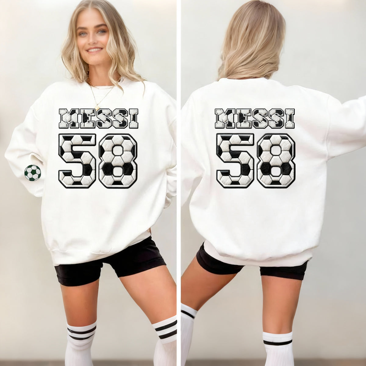 Personalized Soccer-Themed Embroidered Sweatshirt with Custom Number/Letter | Gifts for Sports Mom