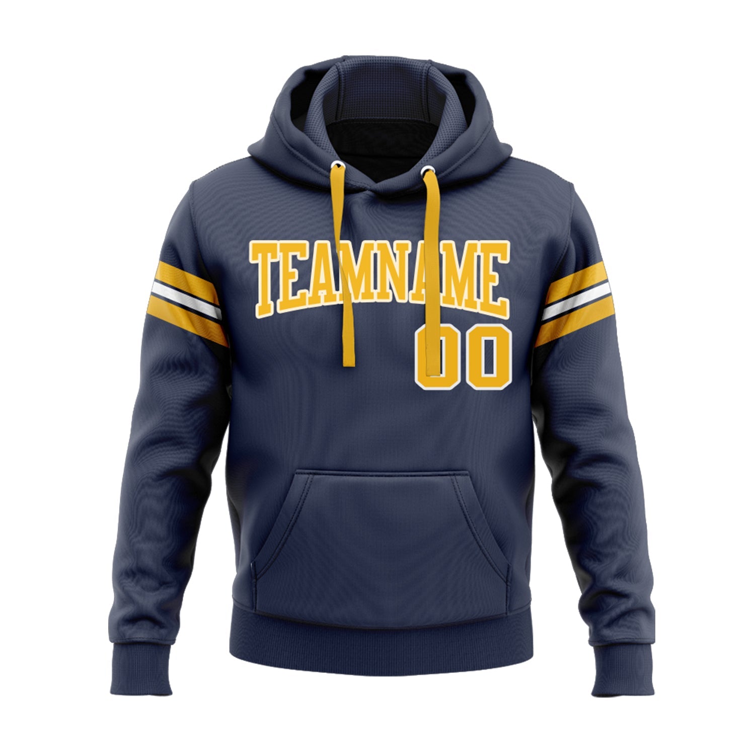 Custom Navy Gold-White Personalized Sports Team Embroidered Pullover Hoodie