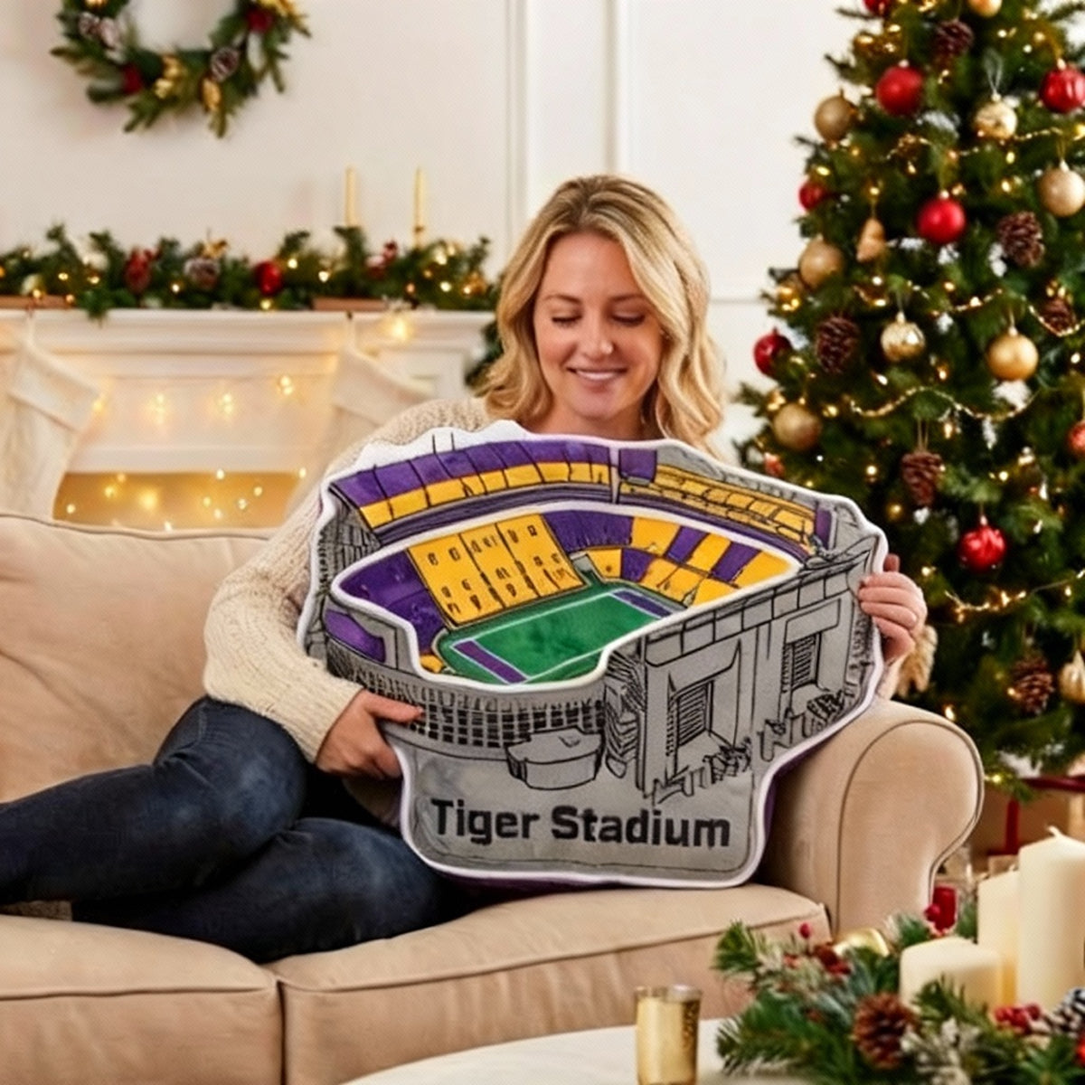 Tiger Stadium Plush Pillow | Game Day, Christmas for Sports Fans