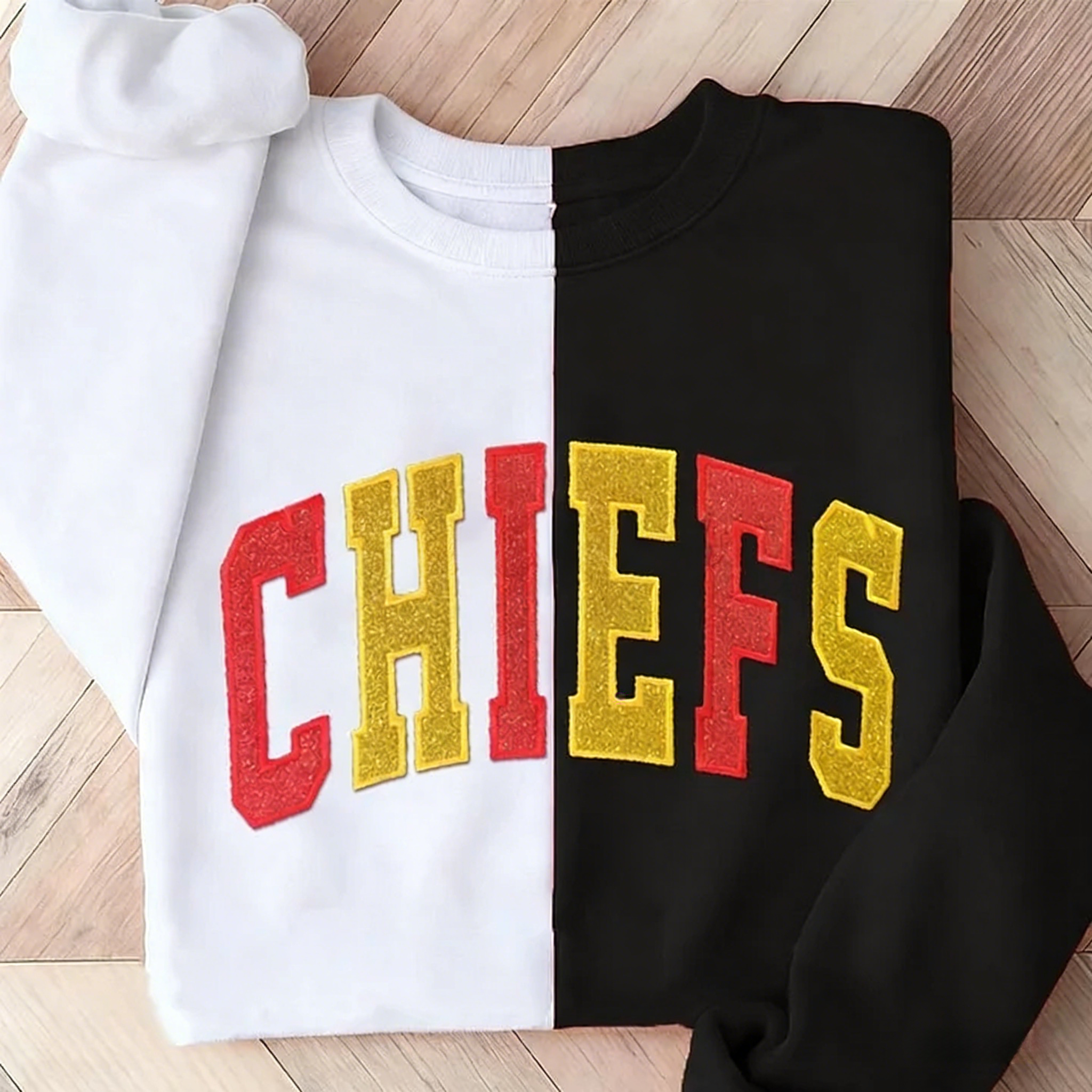 Personalized Two Color Mascot Glitter Applique Embroidered Sweatshirt