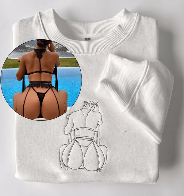 Custom Embroidered Sweatshirt – Personalized Sexy Portrait Gift for Him
