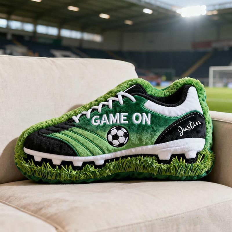 Personalized Graphic3DPrint Game On Soccer Shoe Pillow with Custom Name for Sports Enthusiasts