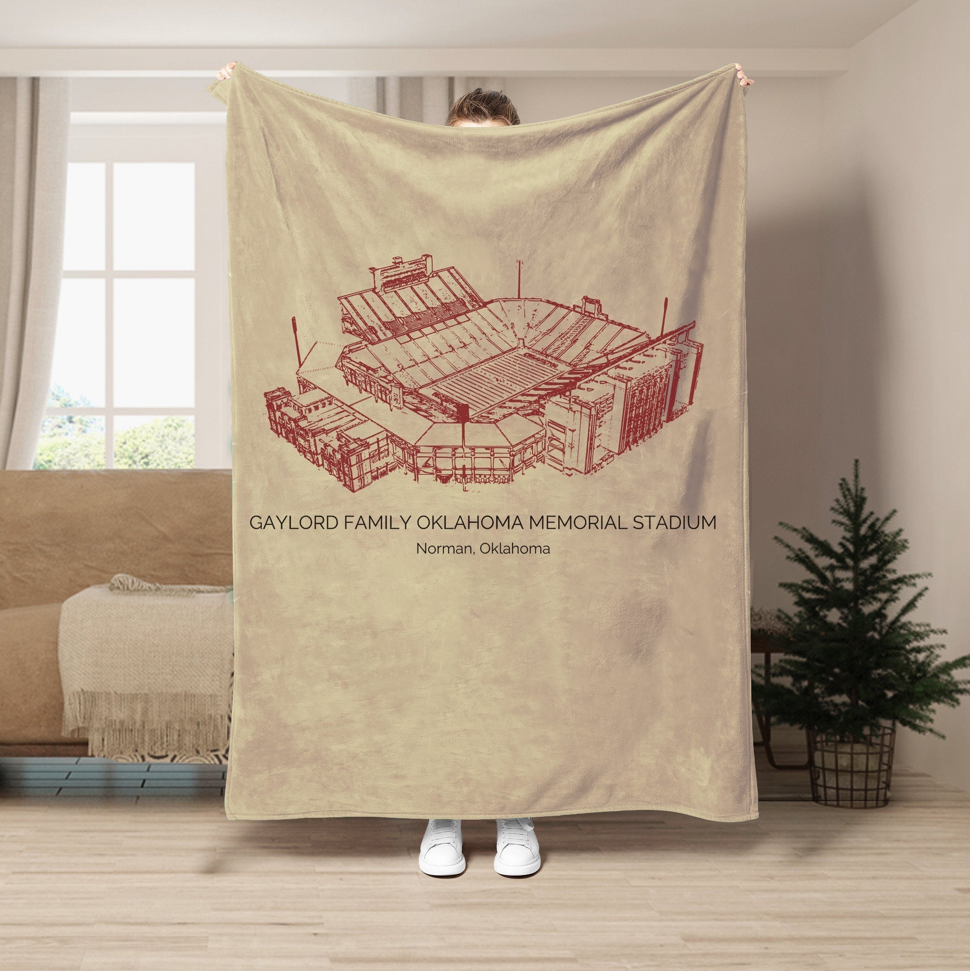 Custom Stadium Blanket Gaylord Family Oklahoma Memorial Stadium - Oklahoma Sooners football, College Football Blanket