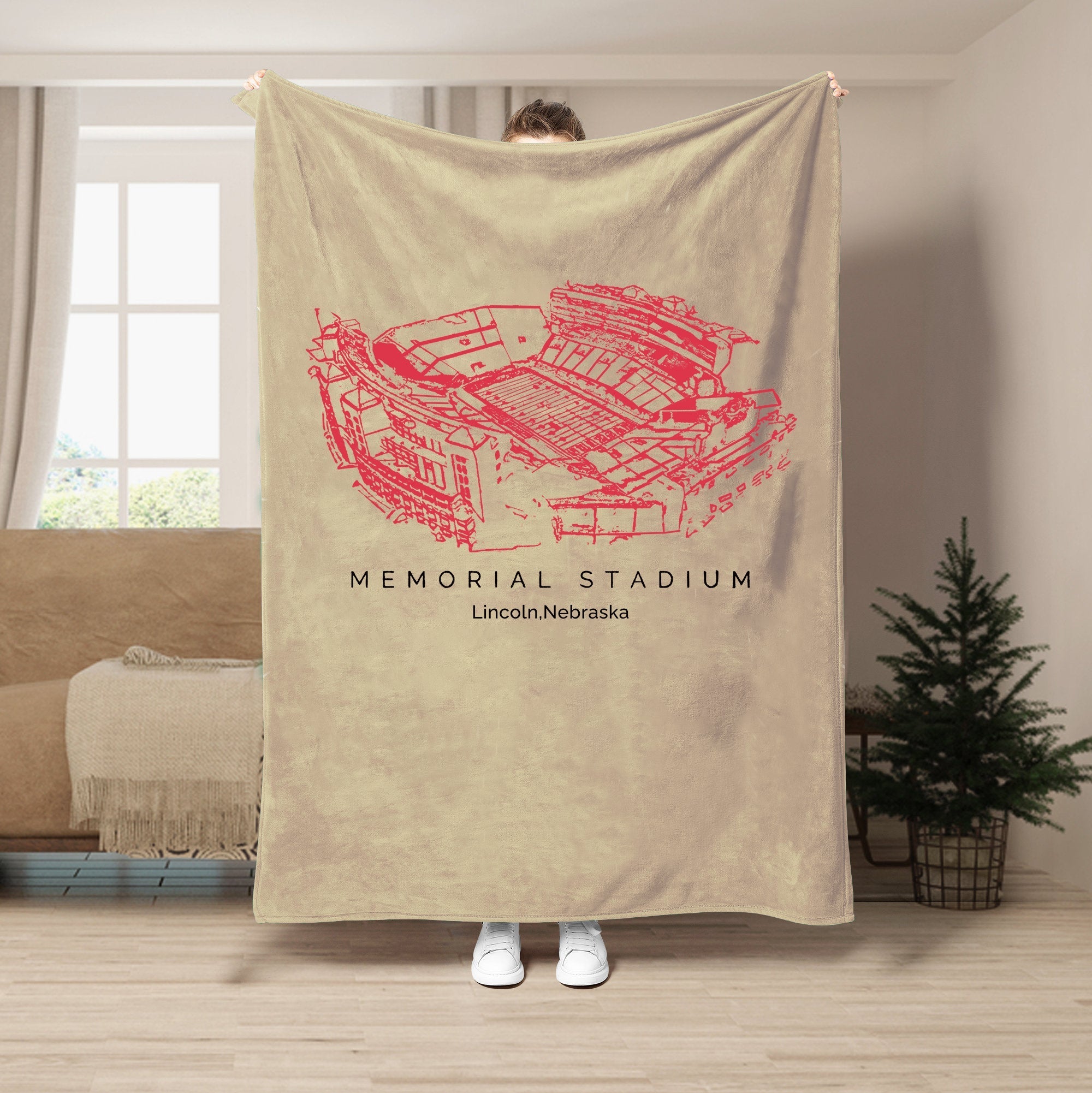 Custom Stadium Blanket Memorial Stadium (Lincoln) - Nebraska Cornhuskers football, College Football Blanket