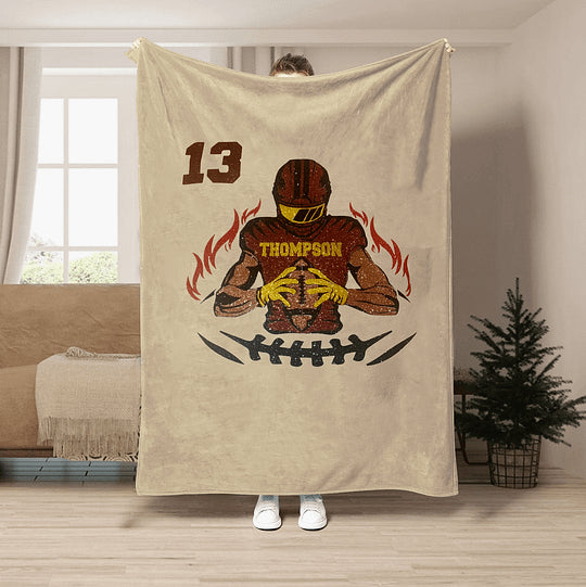 Custom Football Player Blanket - Shine On Game Day