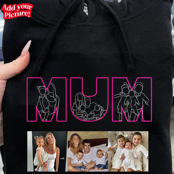 Custom Photo Outline Embroidered Sweatshirt – Personalized Mom, Dad, or Nickname Sweatshirt