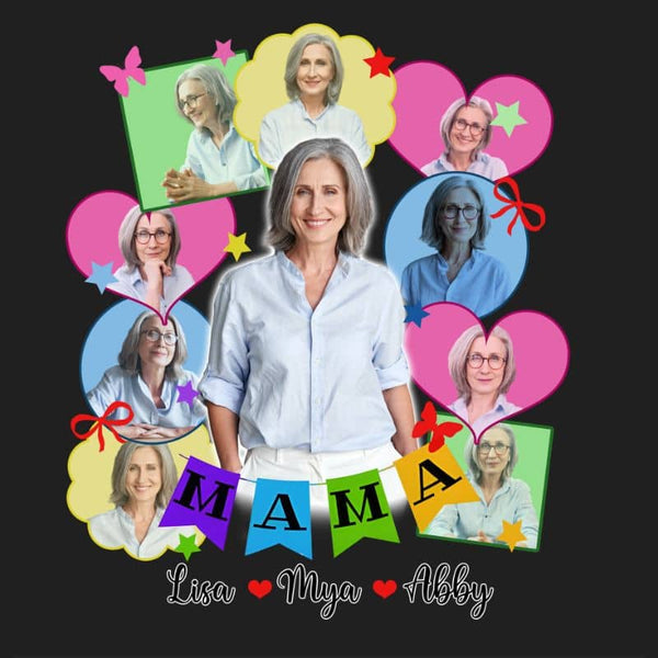 Custom Vintage Photo Kindergarten MAMA Tee,Personalized Mama T-shirt Gift for Mom