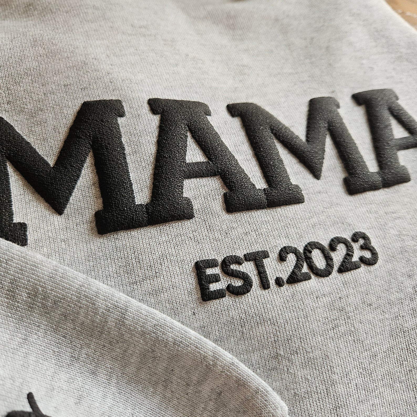 Personalized 3d Puff print Mama Sweatshirt with Kid Names on Sleeve