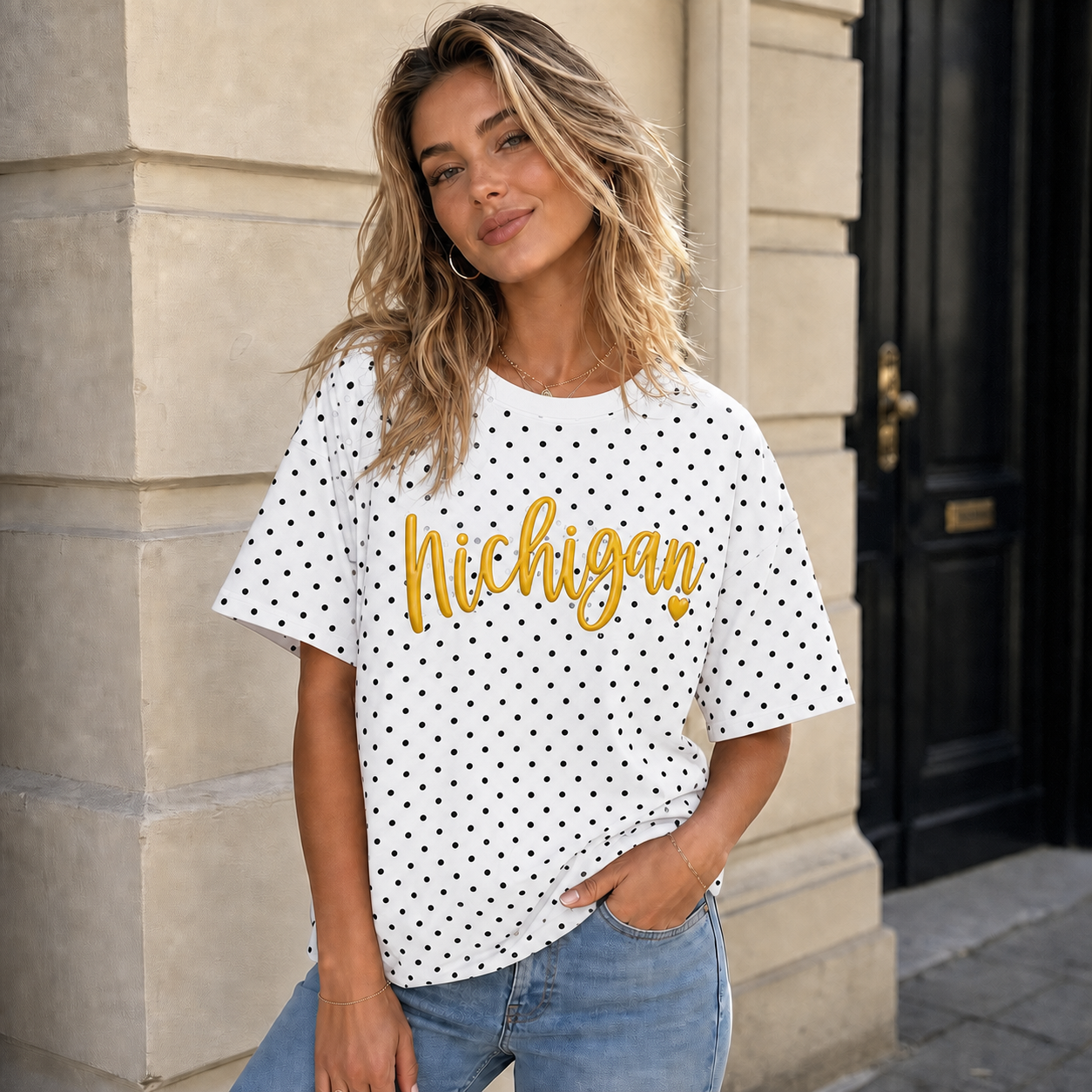 Custom 3D Puff Print Team Polka Dot T-shirt | Gifts for Sports Mom | Game Day Wear