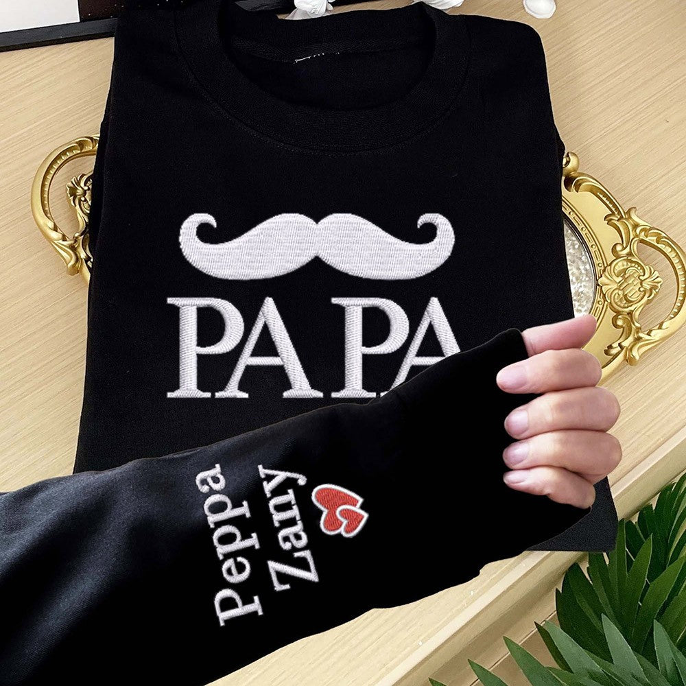 Custom Papa Embroidered Sweatshirt Hoodie With Beard Unique Father's Day Gift