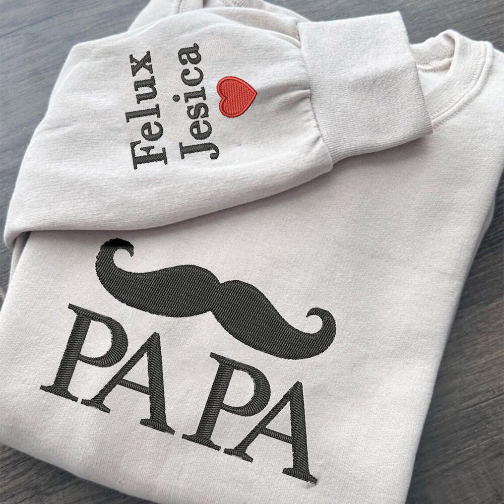 Custom Papa Embroidered Sweatshirt Hoodie With Beard Unique Father's Day Gift