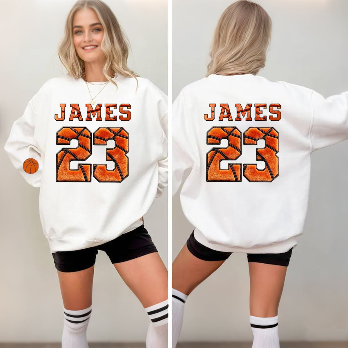 Personalized Basketball-Themed Embroidered Sweatshirt with Custom Number/Letter | Gifts for Sports Mom