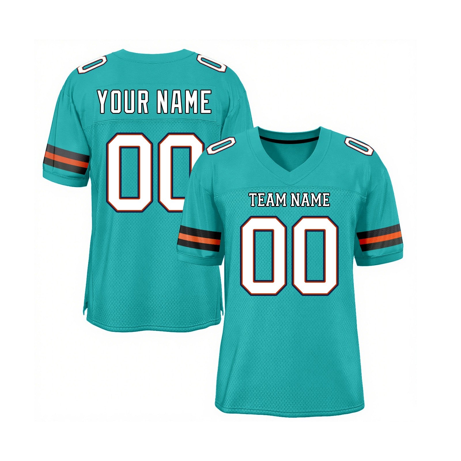 Custom Aqua White-Orange Mesh Classic Style Authentic Sports Football Jersey